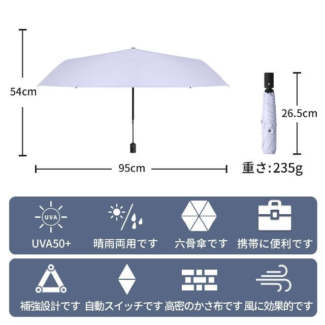 【色: ライラックパープル】無地折り畳み 日傘 UVカット 遮光 遮熱 晴雨兼用