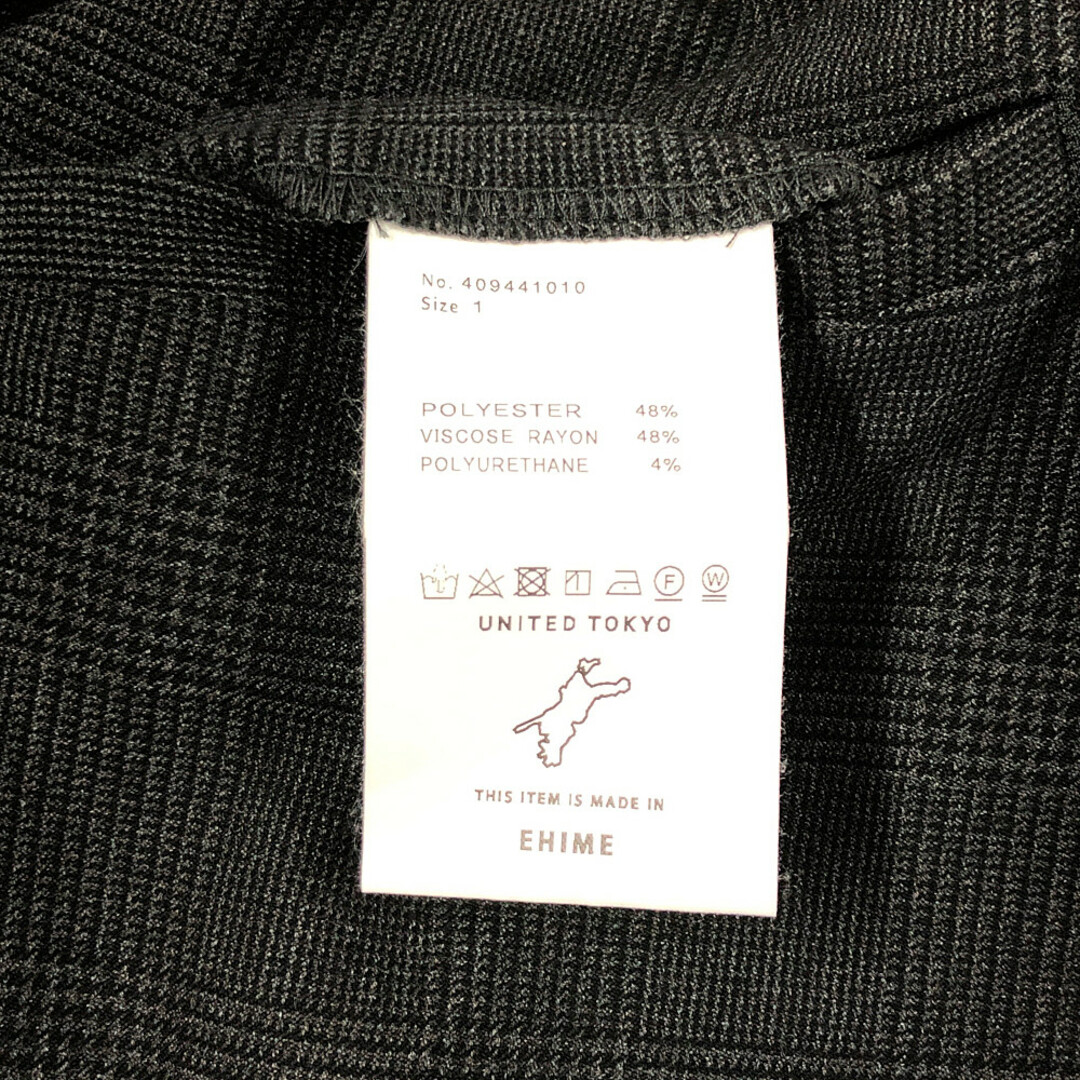 UNITED TOKYO 409441010 グレンチェック ウエストゴム入り 2タック スラックス パンツ チャコールグレー系 サイズ1 正規品 / B3736 5