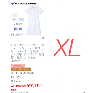 ナガイレーベン(NAGAILEBEN)の白衣 ワンピース型 ナース服 ２着組(趣味/スポーツ/実用)