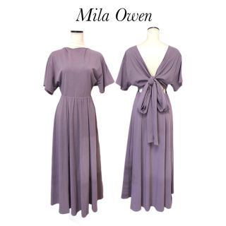 ミラオーウェン(Mila Owen)のMilaOwen バックカシュクールギャザーフレアワンピース ラベンダー(ロングワンピース/マキシワンピース)