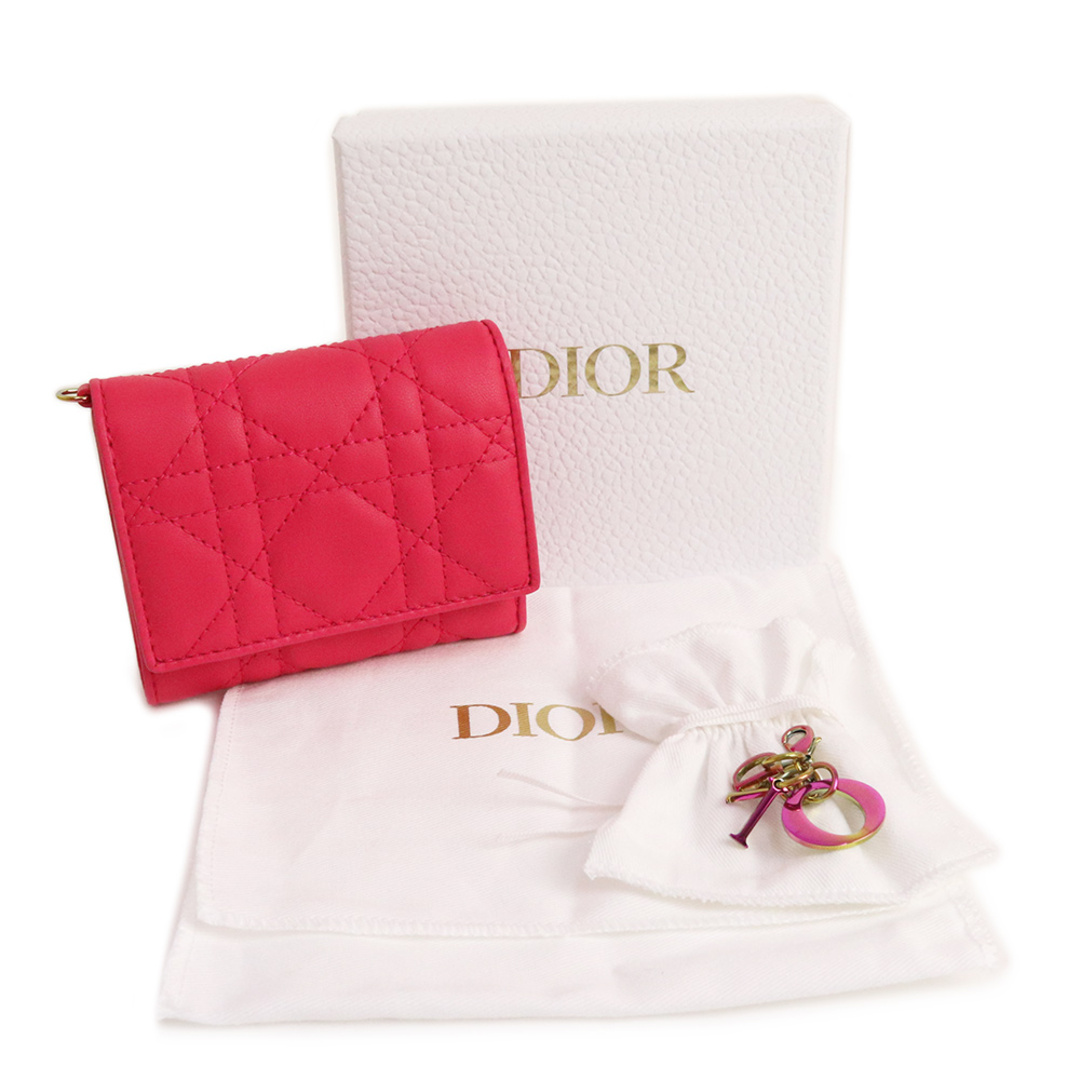 【美品】Dior ディオール  カナージュ ロータスウォレット 三つ折り財布