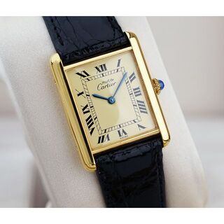 カルティエ(Cartier)の美品 カルティエ マスト タンク アイボリー ローマン 手巻き LM(腕時計(アナログ))