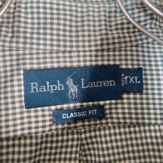 Ralph Lauren(ラルフローレン)のラルフローレン　チェック　古着　秋物　羽織　ワンポイント　刺繍　ポニー長袖シャツ メンズのトップス(シャツ)の商品写真