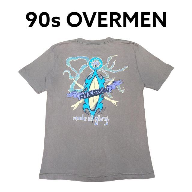90s OVERMEN　ビッグプリント　Tシャツ　　サーフ　シングルステッチ