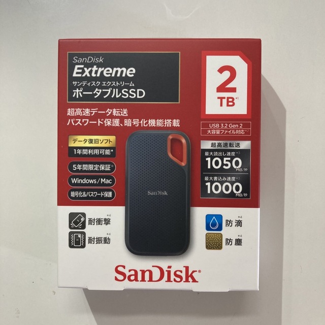 SanDisk エクストリーム ポータブルSSD 2TB SDSSDE61-2T