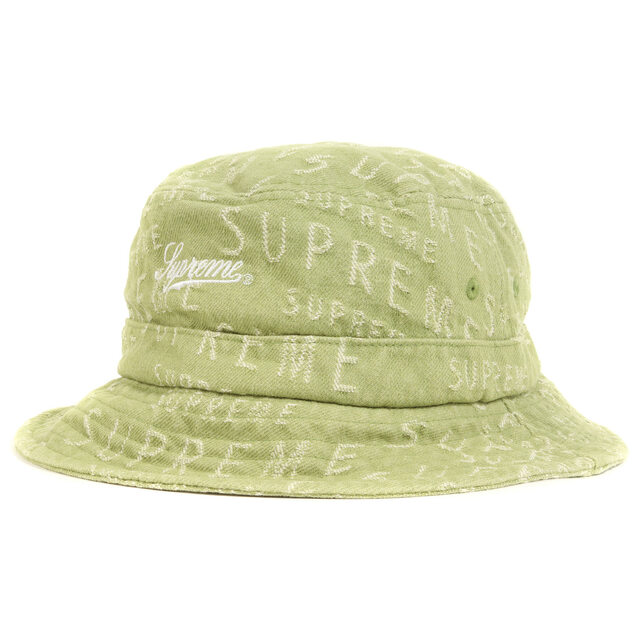 メンズSupreme シュプリーム ワープ ジャカードロゴ デニム クラッシャーハット Warp Jacquard Logos Denim Crusher 22SS セージ ML 帽子 バケットハット カジュアル ブランド ストリート【メンズ】【美品】【K3737】