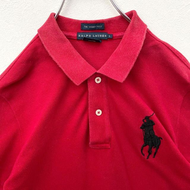 レディース　ポロラルフローレン　虎 刺繍　ビッグポニー　半袖ポロシャツ　赤　Ｌ