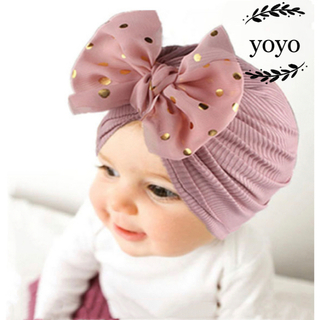 新品　可愛い帽子　こども 赤ちゃん　リーポン付き　キャップ (40～48cm)(帽子)