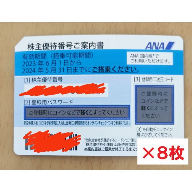 乗車券/交通券ANA株主優待番号ご案内書×8枚