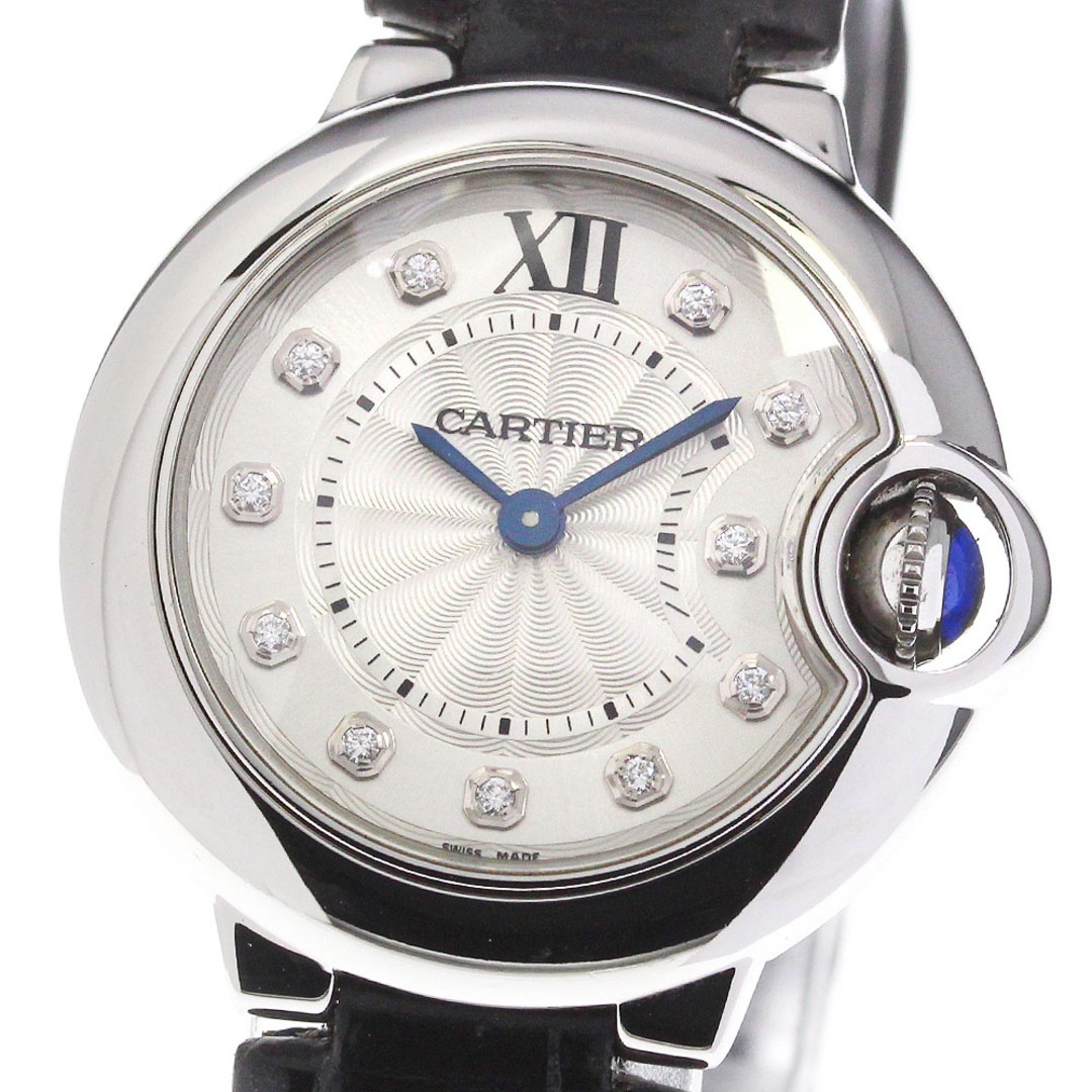 カルティエ CARTIER W4BB0008 バロンブルーSM 11Pダイヤ クォーツ レディース _750322