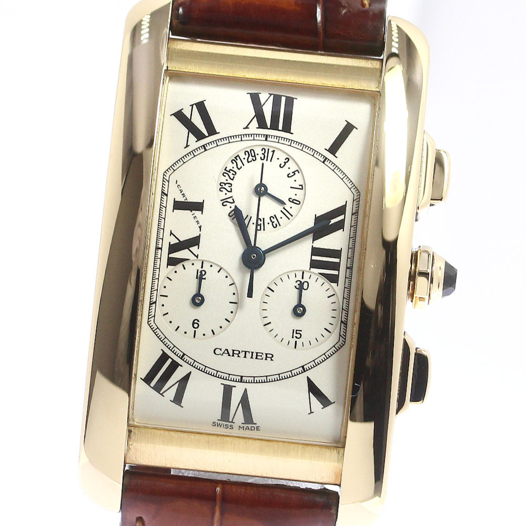 カルティエ CARTIER W2601156 タンクアメリカン クロノ リフレックス パーペチュアルカレンダー K18YG クォーツ メンズ _740746