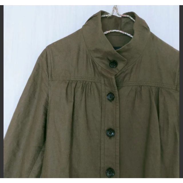 MACPHEE(マカフィー)の未着用 MACPHEE マカフィー 麻混　前ボタン スタンドネック　コート レディースのジャケット/アウター(スプリングコート)の商品写真