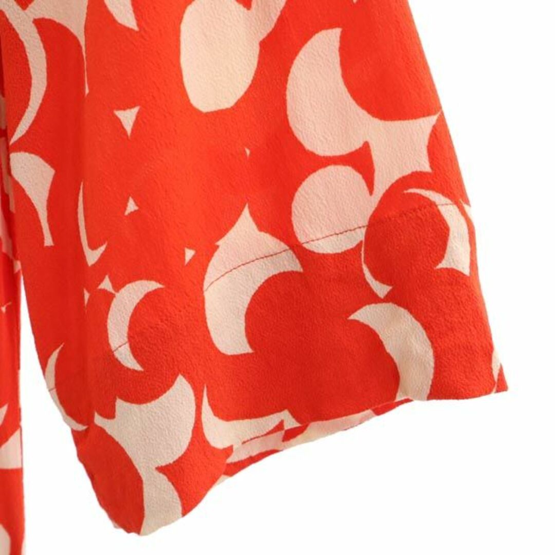 マリメッコ 七分袖 ロング 花柄 ワンピース 40 レッド×ベージュ marimekko レディース   【230527】 3