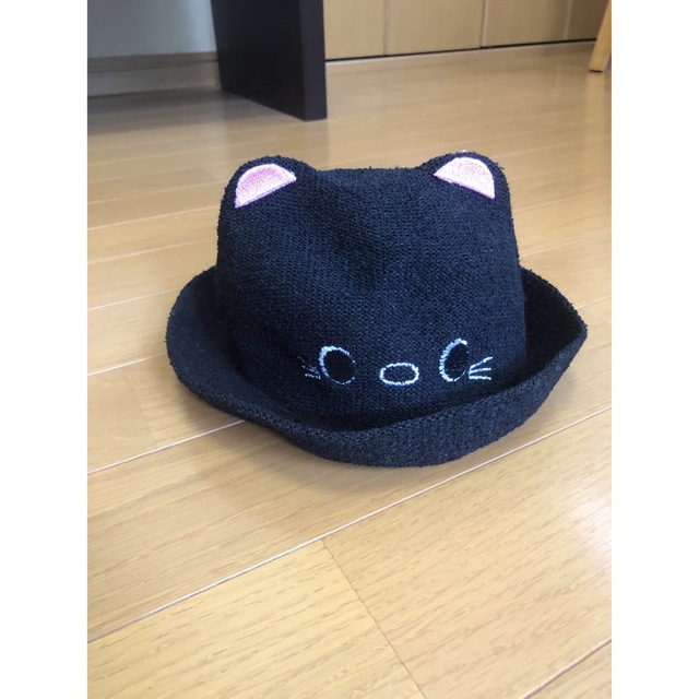 ネコの麦わら帽子　ベビー キッズ/ベビー/マタニティのこども用ファッション小物(帽子)の商品写真