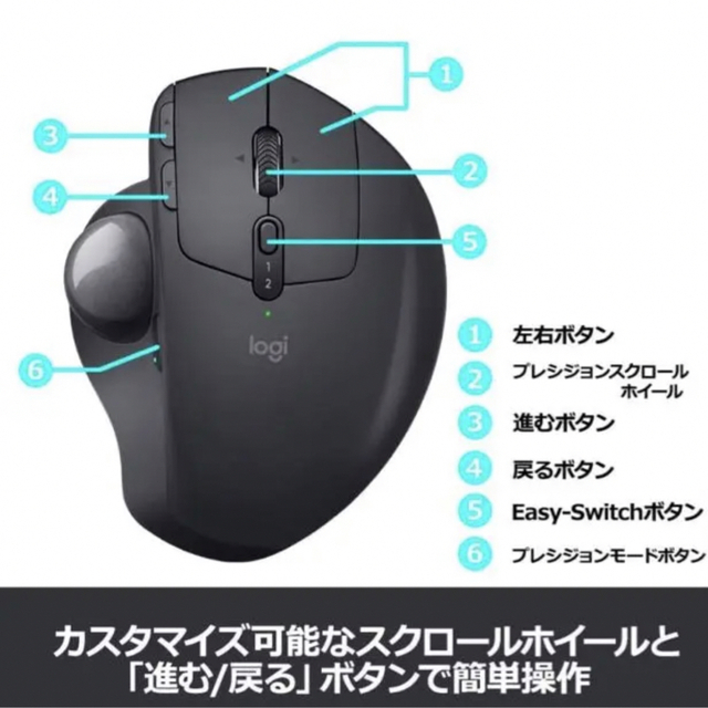 Logicool(ロジクール)の【美品】Logicool MX ERGO MXTB1S ロジクール マウス スマホ/家電/カメラのPC/タブレット(PC周辺機器)の商品写真