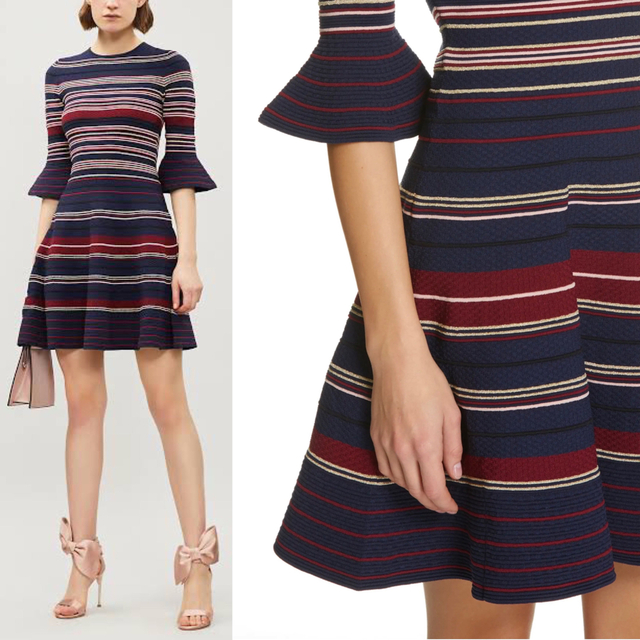 TED BAKER - 新品 TED BAKER ストライプ ×フレアスリーブ ニット
