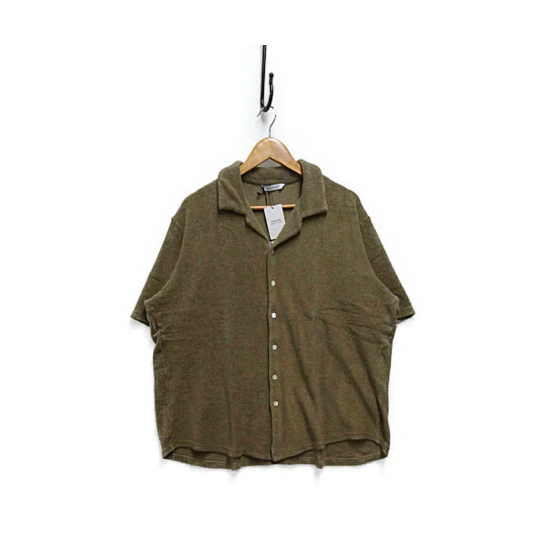 VICTIM ヴィクティム 22SS OPEN COLLAR PILE SHIRTS オープンカラー パイル 半袖シャツ オリーブ サイズL 正規品 / 28118