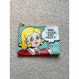 【非売品】韓国 ポーチ 女の子 グリーン ストライプ(ポーチ)