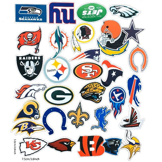 NFLステッカー 32枚セット  スポーツ/アウトドアのスポーツ/アウトドア その他(アメリカンフットボール)の商品写真
