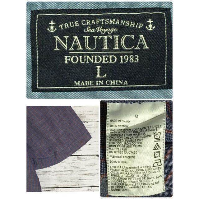 NAUTICA(ノーティカ)の【人気デザイン】ノーティカ　半袖ストライプシャツ　人気くすみカラー紫　E232 メンズのトップス(シャツ)の商品写真