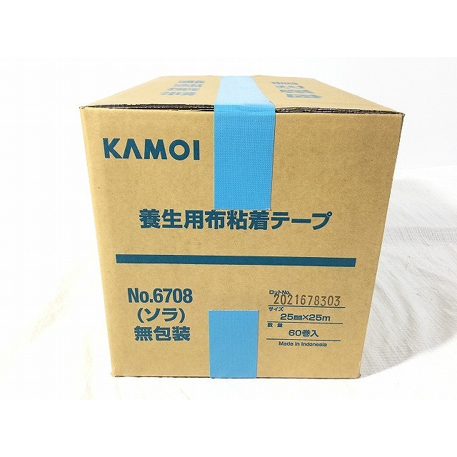 ☆未使用☆KAMOI カモイ 養生用布粘着テープ 25mm 25m 60巻入 ソラ無包装 水色 NO.6708 カモ井加工紙株式会社 72495 自動車/バイクのバイク(工具)の商品写真