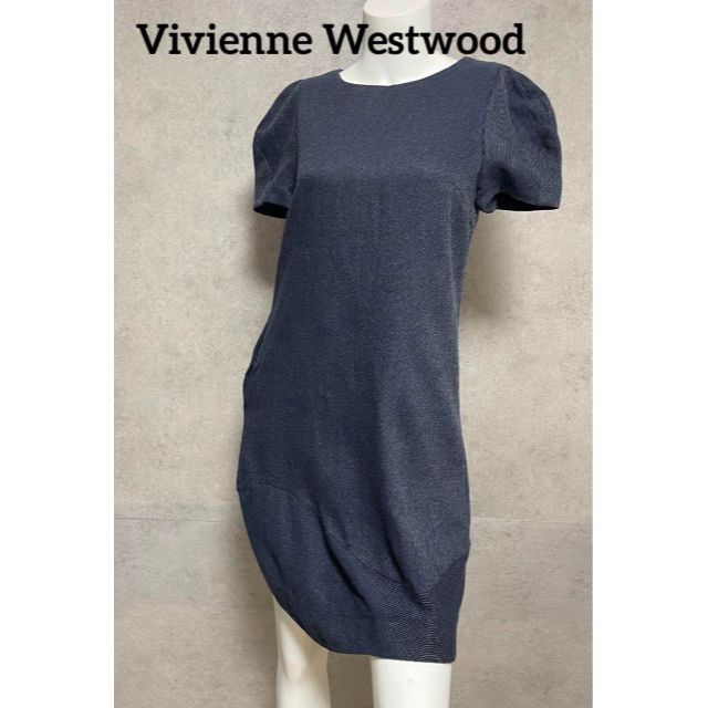 Vivienne Westwood(ヴィヴィアンウエストウッド)の552 Vivienne Westwood 膝丈 ワンピース ネイビー サイズ2 レディースのワンピース(ひざ丈ワンピース)の商品写真