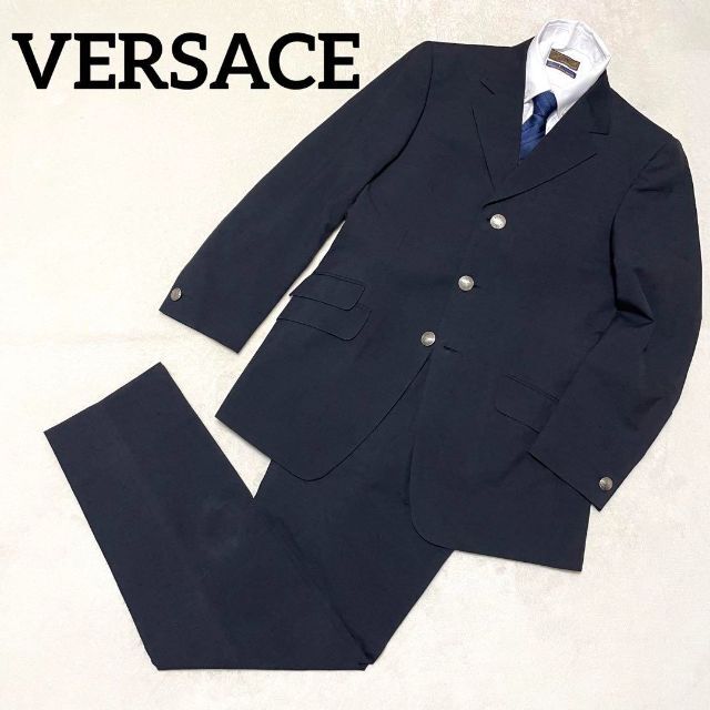 556 VERSACE セットアップ スーツ 紺 銀ボタン 3B