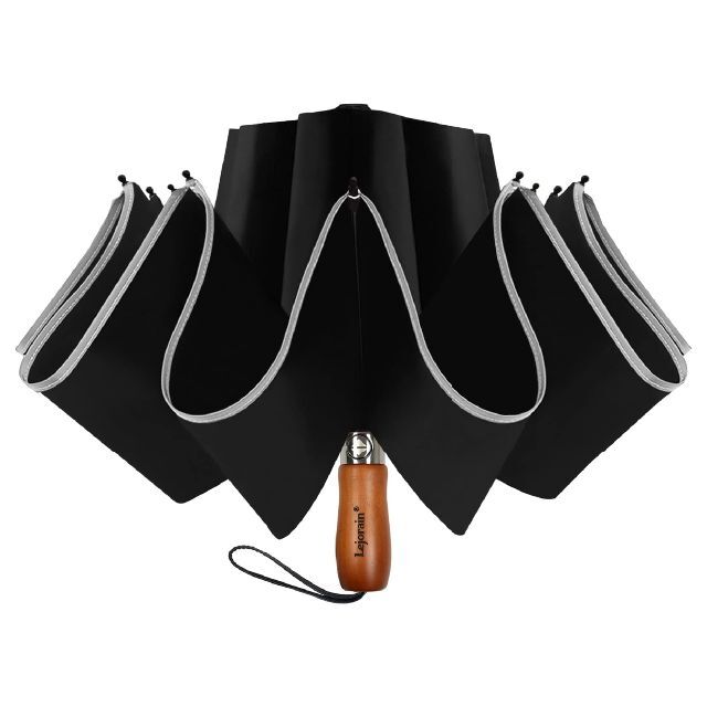 【色: ブラック】逆折り式 メンズ 折りたたみ傘 【高強度10本骨 耐風 超撥水