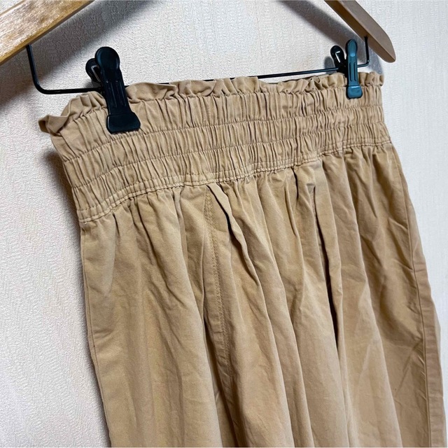 編み上げ ロングスカート ベージュ ギャザースカート フレアスカート マキシ M レディースのスカート(ロングスカート)の商品写真