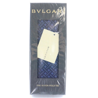 ブルガリ(BVLGARI)のブルガリ ネクタイ 小紋柄 シルク ロゴ 紺(ネクタイ)