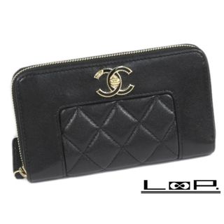 シャネル(CHANEL)の▼値下げ▼　■中古■　シャネル マドモアゼル 財布 ブラック ゴールド ラムスキン GP 箱 【A74916】(財布)