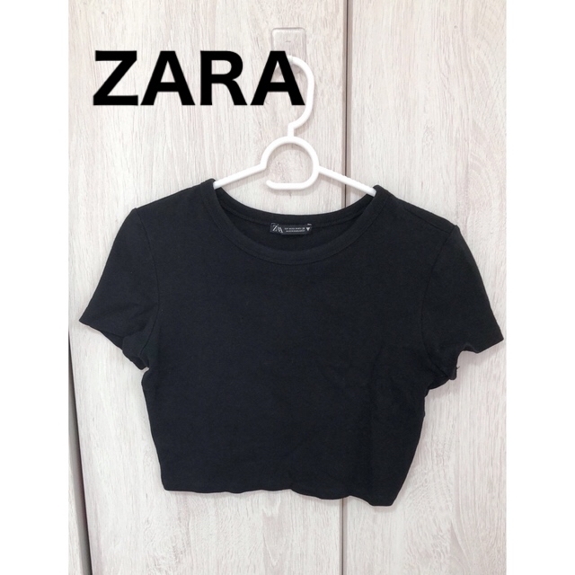 ZARA(ザラ)のZARA【M】ショート丈 Tシャツ ミニT 綿 半袖 トップス レディースのトップス(Tシャツ(半袖/袖なし))の商品写真