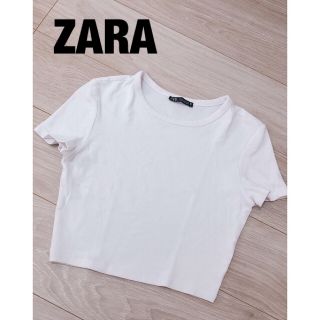 ザラ(ZARA)のZARA【M】ショート丈 Tシャツ ミニT 綿 半袖 トップス(Tシャツ(半袖/袖なし))