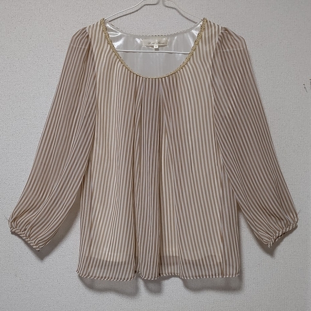 Rope' Picnic(ロペピクニック)のRope Picnic シースルートップス ふんわりブラウス(ストライプ柄) レディースのトップス(シャツ/ブラウス(長袖/七分))の商品写真