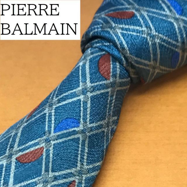 オプティミスティック PIERRE BALMAIN ピエールバルマン ネクタイブルー青シルク絹100% 