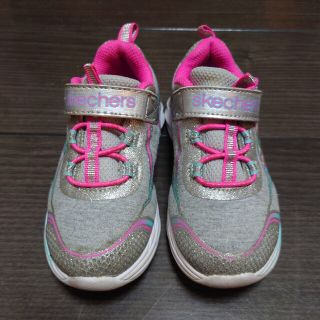 スケッチャーズ(SKECHERS)の14cm スケッチャーズ　スニーカー　グレー　ピンク(スニーカー)