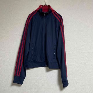 adidas　三本ライン　スナップボタン　トラックジャケット　　ネイビー