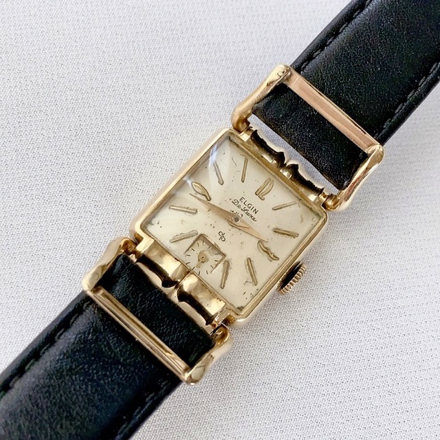 ELGIN - アンティークELGIN DELUXE スモセコ付手巻き腕時計 男女兼用