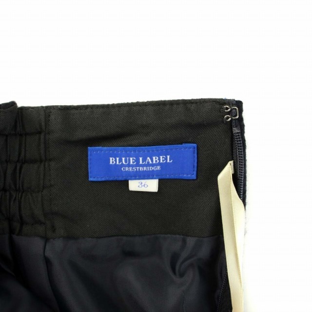 ブルーレーベルクレストブリッジ スカート ひざ丈 金ボタン チェック柄 36 紺 3