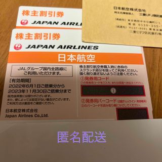 ジャル(ニホンコウクウ)(JAL(日本航空))のJAL 日本航空　株主優待券 2枚 有効期限2023年11月30日(航空券)