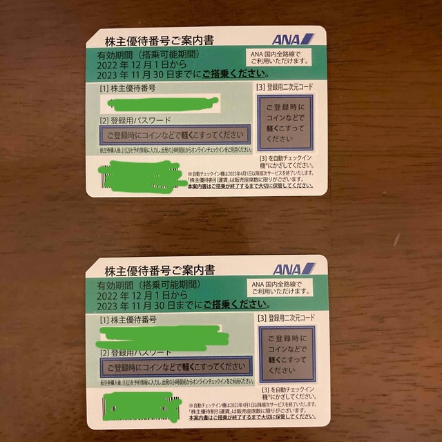 ANA株主優待券 2枚  チケットの優待券/割引券(その他)の商品写真
