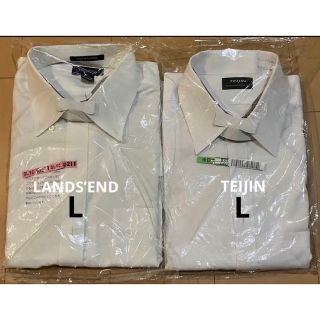 ランズエンド(LANDS’END)の米ランズエンド形態安定ボタンダウンシャツ＋帝人ストレッチビジネスシャツ　2枚組L(シャツ)