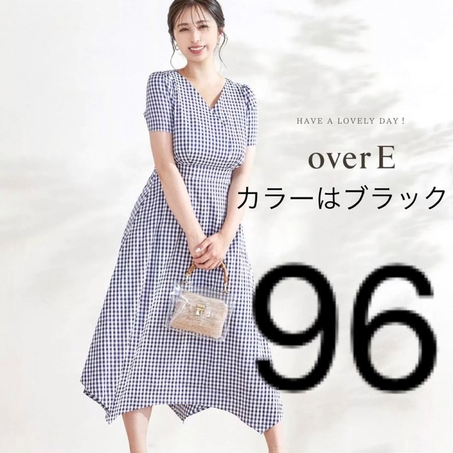 overE サイズ96 Lサイズ相当　カシュクールギンガムチェックワンピース レディースのワンピース(ロングワンピース/マキシワンピース)の商品写真