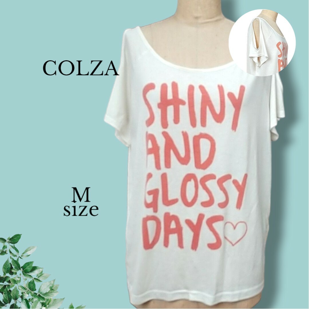 COLZA COLZA コルザ tシャツ カットソー オープンショルダー M オフホワイトの通販 by たーたん COLZA コルザ レディース ホワイト 半袖 カットソー Tシャツ