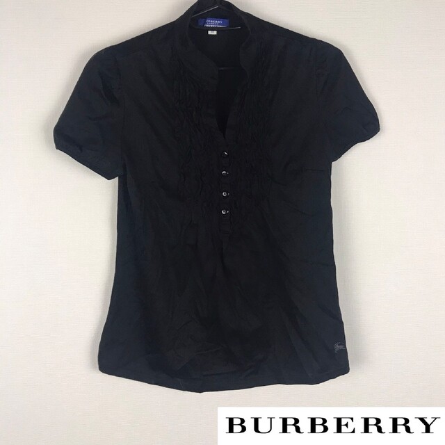 BURBERRY BLUE LABEL(バーバリーブルーレーベル)の美品 BURBERRY BLUE LABEL 半袖カットソー ブラック レディースのトップス(Tシャツ(半袖/袖なし))の商品写真