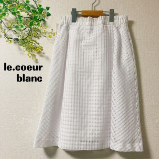 ルクールブラン(le.coeur blanc)の✨新品タグ付き✨値下げルクールブラン レース チェック フレアスカート/ホワイト(ひざ丈スカート)