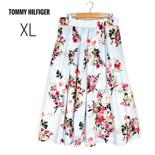 トミーヒルフィガー(TOMMY HILFIGER)の灰かぶり様専用❤️ロングフレアースカート　10（XL）ストライプ&花柄　ミモレ丈(ロングスカート)