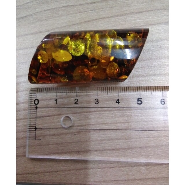天然 帯留め 黄色