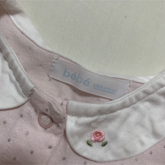 BeBe(ベベ)のBebe ‬♡ ロンパース　ピンク　リボン　70 キッズ/ベビー/マタニティのベビー服(~85cm)(ロンパース)の商品写真