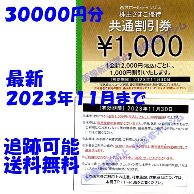 西武ホールディングス 株主優待 共通割引券 30000円分2020年5月31日